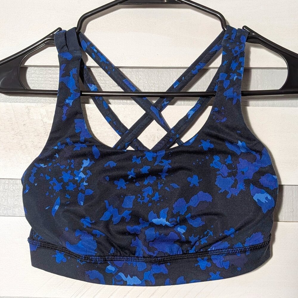 Lululemon Energy Bra 4 Dandy Digie Porcelaine Black sports run top blue small 6